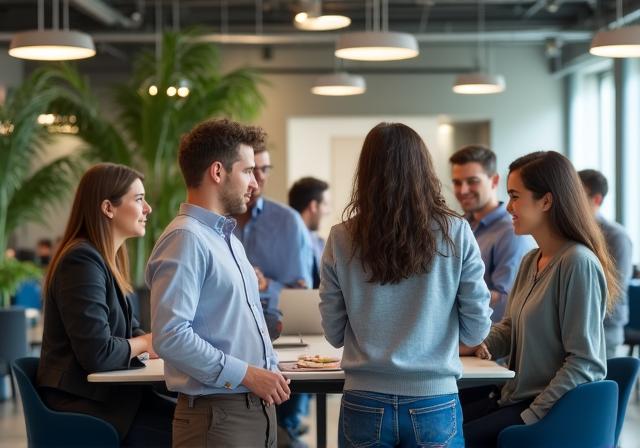 Mitarbeiter in einem modernen Büro arbeiten kollaborativ